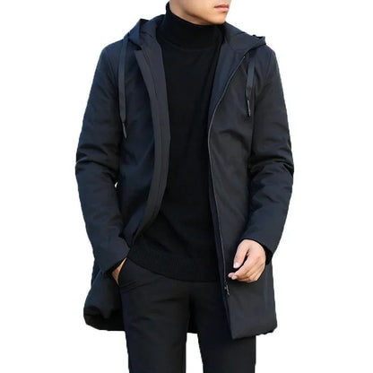 TTE - Chaqueta de invierno larga impermeable con capucha para hombre