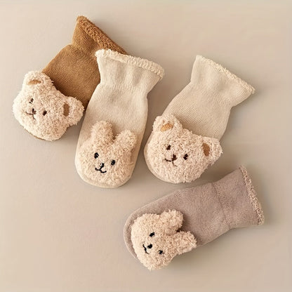 ISABEL - Calcetines antideslizantes con diseño de osito para recién nacidas