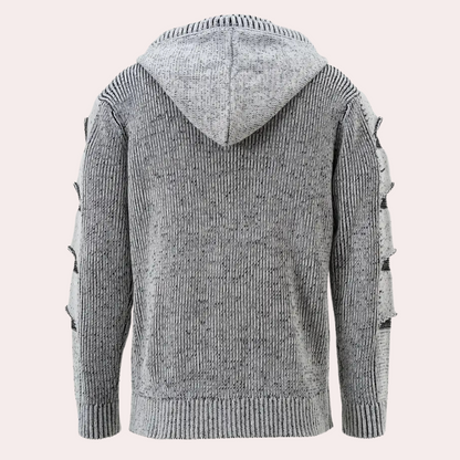 HUGO - Sudadera de punto con capucha y botones para hombre
