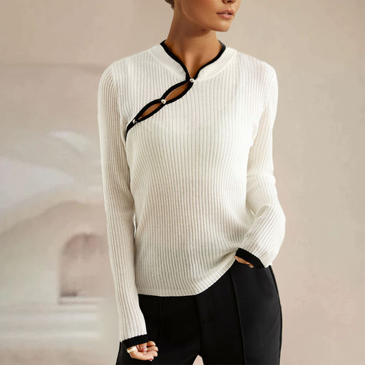 ERICA – Top de punto acanalado con cut-out para mujer