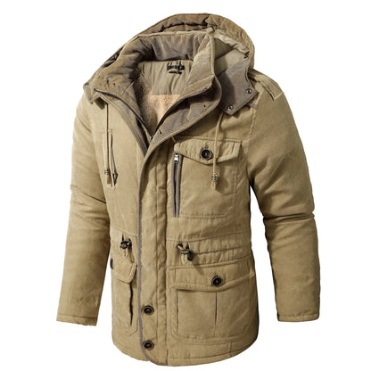 KITAI - Chaqueta de invierno casual con capucha para hombre