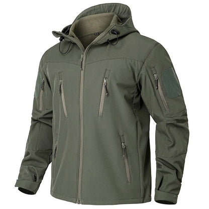 TORBEN - Chaqueta softshell impermeable con múltiples bolsillos y capucha para hombre