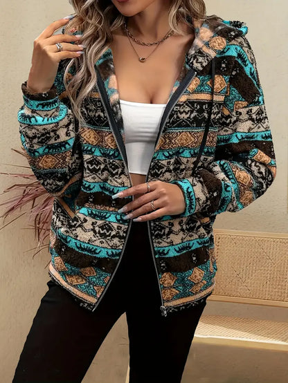 LORENA - Chaqueta de felpa con capucha para mujer