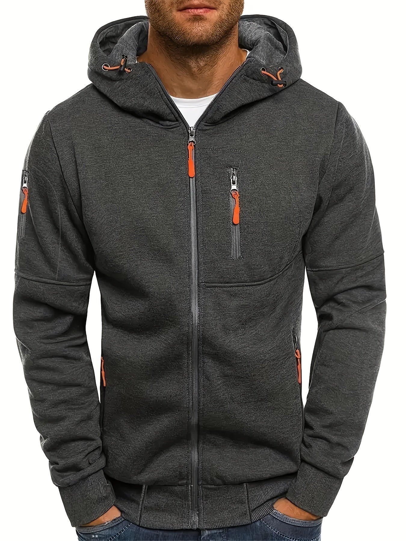 IVAN - Sudadera con cremallera y capucha ajustable para hombre