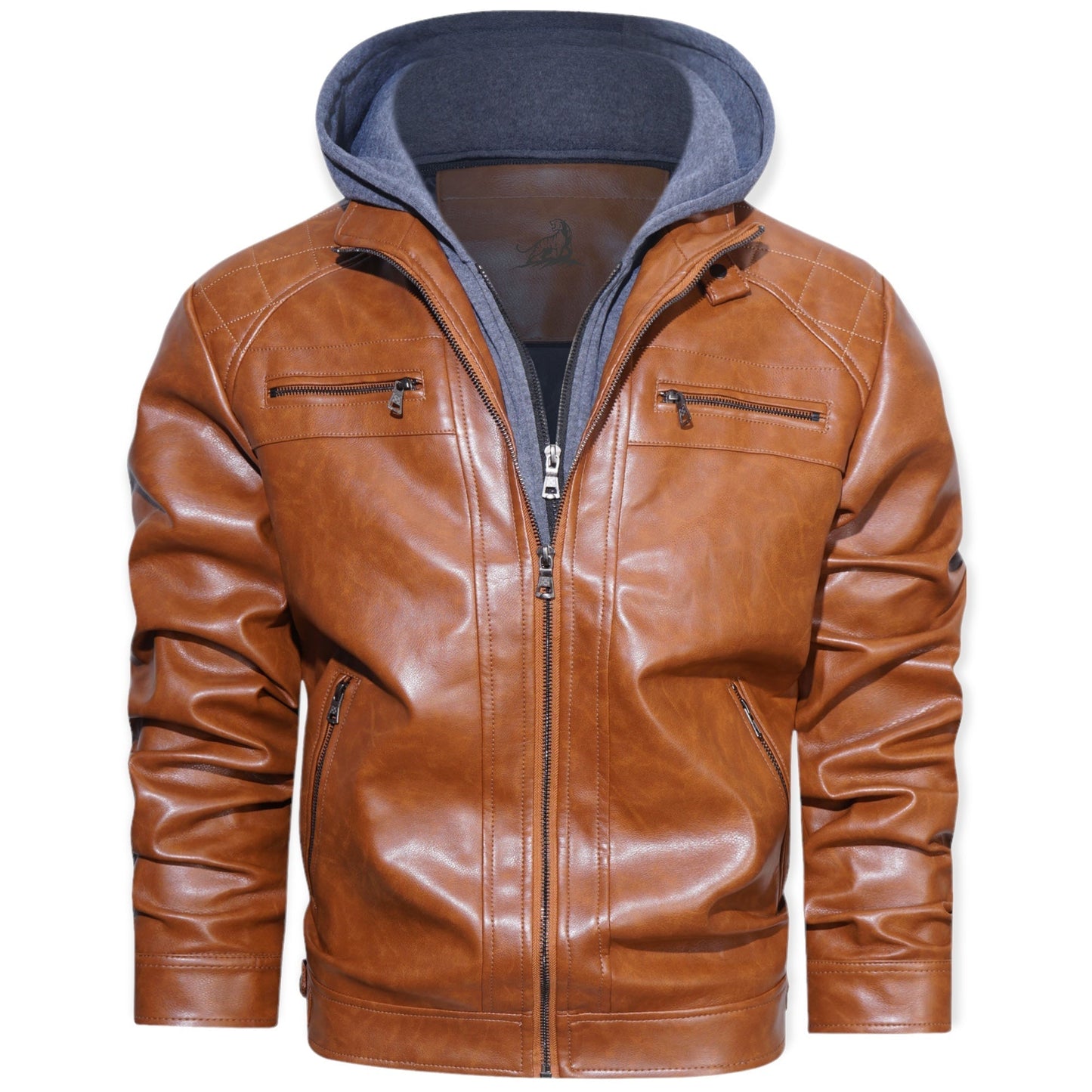 ANDERS - Chaqueta de cuero para exteriores con capucha para hombre