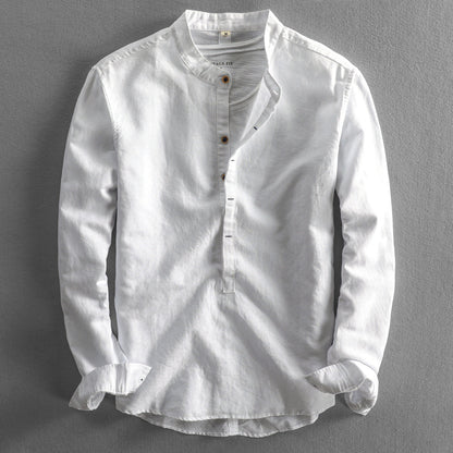DECKARD - Camisa casual con cuello de banda para hombre