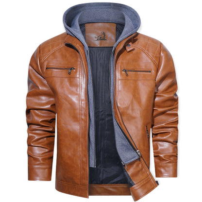 ANDERS - Chaqueta de cuero para exteriores con capucha para hombre