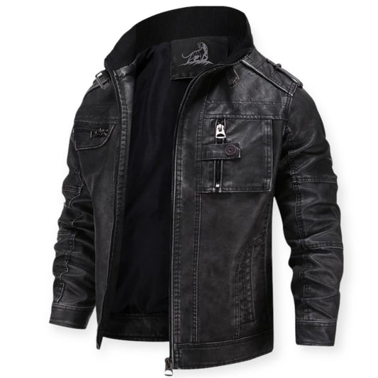 ARCH - Chaqueta de cuero con cremallera para hombre