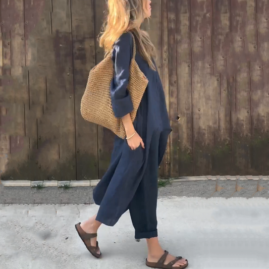 Conjunto de verano de dos piezas con top sin mangas y pantalón fluido – JUNA SoleilSet