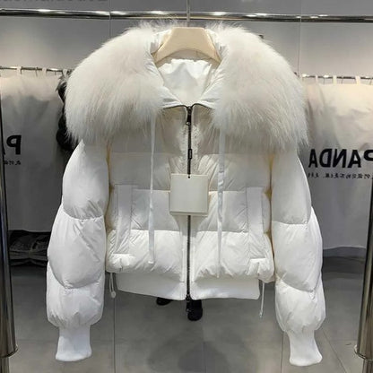 SELMA - Abrigo puffer de invierno con cuello de piel sintética para mujer